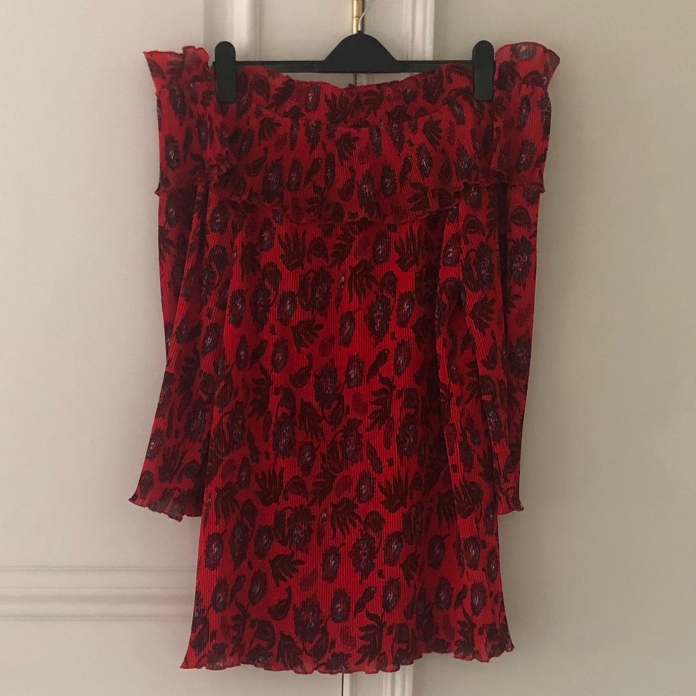 Gorgeous Missguided red printed Bardot style dress